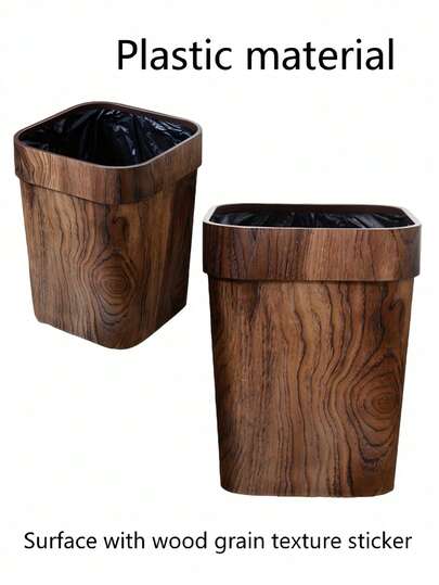 Thùng rác vuông vân gỗ giả dùng trong gia đình