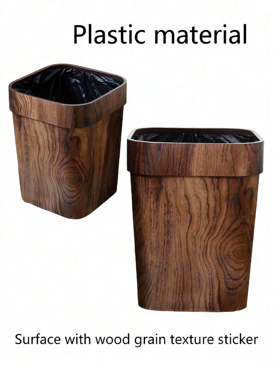 Thùng rác vuông vân gỗ giả dùng trong gia đình