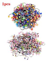 50 Pcs / 100 Pcs - Fashion Mixed-Color Acrylic Tongue Piercing For Women 304L Stainless Steel Industrial Iron Lip Piercing Sexy Body Jewelry,Earring Set,Summer Earrings,Jewelry Women - Multicolor - View 12