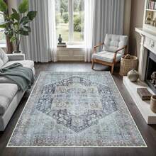 GLN Rugs Alfombra De Área Lavable A Máquina Resistente A Las Manchas Estética Vintage Persa Bohemia Desgastada Parte Trasera Antideslizante Decoración del Hogar para Piso Interior para Dormitorio - 1.2 x 1.8 metros 4 x 6 pulgadas - Ver 9