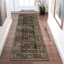 1pc Vintage Floral Area Rug, Indoor Carpet For Home Room Decor Living Room Bedroom Kitchen Hallway, Deep Brown - Multicolor - View 12