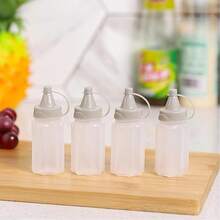 4Pcs Portable Gray Plastic Sauce Squeeze Bottles, Reusable Leak-Proof Condiment Dispenser For Ketchup, Mustard And Oil. Practical Kitchen Gadgets For Cooking, BBQ, Camping & Travel. - Portable Gray Plastic Sauce Squeeze Bottles - View 3