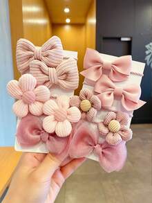 10个装女孩蝴蝶结花朵发圈，适合日常佩戴的发饰 - 彩色 - 查看 7