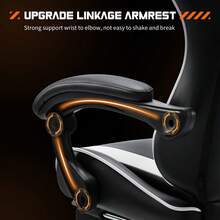 Ideo Game Desk Chair - Ergonomic Computer With Footrest And Comfy Lumbar Support, PU Leather Recliner With Headrest, Fixed Up Armrest - Black and White - View 5