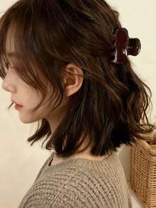 4个莫兰迪纯色亮面爪形发夹，刘海夹，侧边夹，马尾夹，公主风发型，韩式柔美风，简约风，甜美少女风，法式休闲风，海滩风，通勤风，野餐风，派对风 - 彩色 - 查看 5