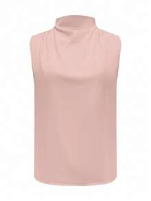 Women's Elegant Solid Color Sleeveless Minimalist Top Casual Pink Summer - Pink - View 2