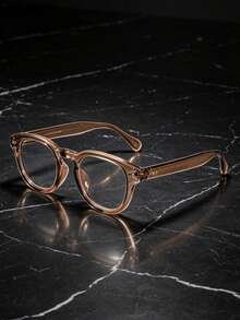 1 Pair Unisex Fashion Decorative Glasses, Suitable For Reading, Eye Protection And Daily Wear - Coffee Brown - View 8