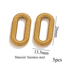 5 piezas de conectores de marco oval asimétrico chapados en oro de 18K de acero inoxidable, adecuados para pendientes, collares, pulseras y otros accesorios de fabricación de joyas DIY - colgante - Ver 13