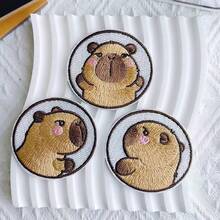 6pcs/Pack Cartoon Capybara Embroidered Cloth Patch, Hippo Clothing Applique, Bag & Accessory DIY Material - Embroidered Appliqué - View 3