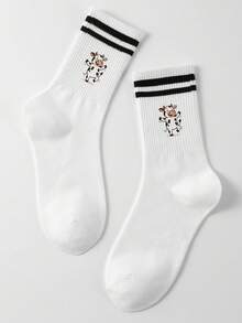 1 đôi tất unisex dài đến bắp chân dễ thương với họa tiết bò sữa đáng yêu, một đôi tất trắng sọc đen trắng đơn giản, không thể thiếu cho những ngôi nhà nông thôn, mềm mại và vui tươi, tất dành cho nữ, tất nữ, tất trắng, tất trắng hai hàng, tất nữ, tất rộng, tất unisex, tất không lộ, thấm hút mồ hôi, thoáng khí, nhanh khô, phong cách thể thao thường ngày, thích hợp làm quà tặng hàng ngày/quà tặng dự tiệc/lễ Phục Sinh/quà tặng ngày lễ/mùa hè. - Nhiều màu - Xem 15