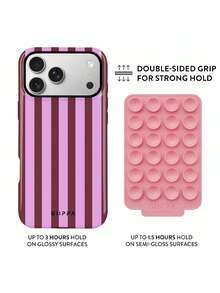 A Stylish Phone Case That Does Not Include A Lanyard Or Stand. Fashionable Matte Vertical Striped Phone Case In Pink And Light Yellow, Compatible With 16, 15, 14, 13, 12, 11, PRO, PLUS And Other Spring Models - Purple 2 - View 2