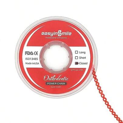 Dental Orthodontic Ultra Elastic Rubber Power Chain Braces Bands Short/Long/Close Close Red