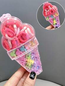 40pcs Floral Print Casual Polyester Elastic Hair Ties, Soft Scrunchies, Bangs & Flyaway Hair Clips - Multicolor - View 3
