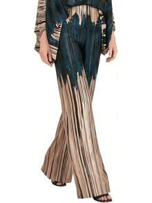 Off Shoulder Jumpsuit For Women, Multiple Colors Geometric Print Lantern Sleeve One Piece, Evening Party Glamorous Formal Outfit - Brown - View 2