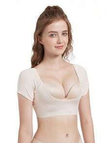 1pc Women's Anti-Sweat Tank Top With Sweat Pads, Suitable For Moisture-Wicking Clothing. Made Of Ultra-Thin Milk Silk Fabric, Designed With Underarm Sweat Pads And Moisture-Absorbing Function At The Chest. - Multicolor - View 3