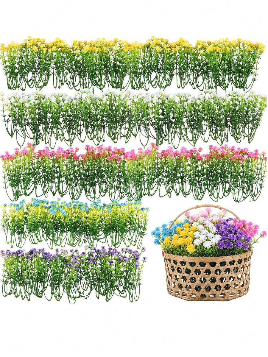 10pcs Mini Realistic Gypsophila Flower Accessories, For Scrapbooking, Wreath DIY, Wedding Decor, Bouquet Supplies, Home Decoration, Random Colors - Multicolor - View 1