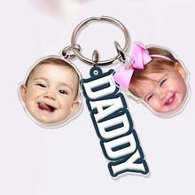 Personalized Father's Day Gift Custom Dad Keychain With Photo Pendant, Pet Owner Gift Custom Photo Keychain, Personalized Acrylic Photo Keychain, Dog Keychain, Cat Keychain, Pet Photo Keychain, New Dad Gift, Valentine's Day Gift, Backpack Hanging Keychain, Room Decor Office Hanging Keychain, Father's Day Birthday Gift, Anniversary Family Dad Husband Gift, School Supplies - H-multi-portrait Father's Day Keychain - View 6