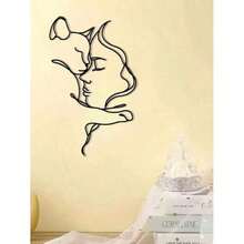 1pc Abstract Minimalist Line Art Cat Metal Iron Creative Minimalist Human Figure Decor - For Cat Lovers - 黑色的 - 查看 1