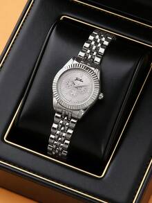 1pc Fashionable Luxury Girl's Wrist Watch With Faux Three-Eye Decoration, Time Function, Valentine's Day Gift, Alloy Girl's Quartz Watch, Multiple Colors Available - Multicolor - View 4