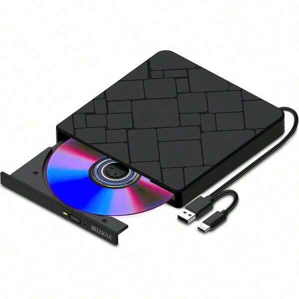 Externes USB 3.0 & USB-C CD/DVD Laufwerk Für Laptop, PC &  – Portable Brenner & Player Kompatibel, Ideal Für Notebooks Ohne Laufwerk