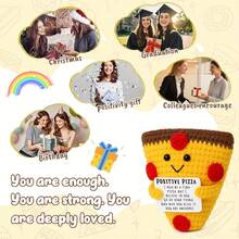 Pizza tressé à la main - Cadeau artisanal inspirant (avec carte) | Décoration de bureau intéressante - Excellent choix à offrir à des amis - Multicolore - Voir 8
