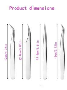 4pcs Professional High-Quality Stainless Steel Eyebrow & Eyelash Tweezers, Suitable For Facial Hair, Ingrown Hair, Eyelash Extension, Eyelash Lift, Eyebrow Grooming Beauty Tools - Silver - View 5