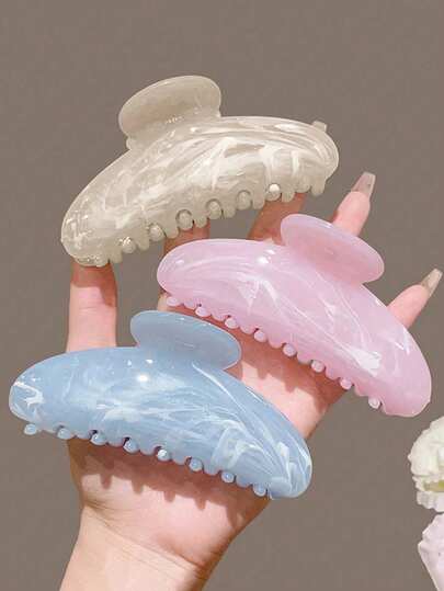 2/1 pieza/Set Pinza de pelo vintage elegante y minimalista con diseño de círculo medio, en color beige cálido y patrón de mármol rosa, dulce para decoración de fiesta de té. Pinzas para el cabello, pasadores, pinzas, agarradores y recogedor de cabello, accesorios para el cabello de mujer para la escuela, la universidad, el otoño, el invierno y los atuendos de vacaciones.