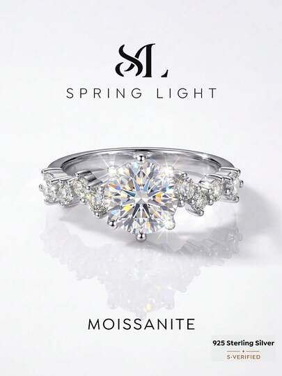1pc 925 Sterling Silver 6-Claw 1.0ct Moissanite Ring, Elegant Luxury Engagement/Wedding/Anniversary/Birthday/Best Friend Gift, Bridal Jewelry