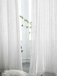1pc Modern Minimalist Wheat Ear Jacquard Sheer Curtain, Translucent For Living Room, Balcony, Floor-To-Ceiling Window - White - View 4