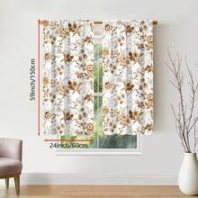 2pcs/Set New Watercolor Floral Curtain, White Background With Rose Gold Flower Pattern, Comes With Rod Pocket Design To Protect Privacy And Easy Installation, Ideal For Home Windows - Rose Gold - View 14