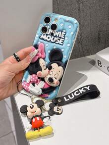 This Disney Mickey Mouse Lanyard Phone Case Is Fully Covered In TPU Material. It's Shockproof, Lightweight, And Compatible With IPhone17/16/11/13/15/15 Plus/15 Pro/15 Pro Max/12/14 Pro Max/11 Pro Max/12 Pro/12 Pro Max/13. This Phone Case Makes A Popular Birthday Gift Or Business Gift; It's Durable, Stain- And Fingerprint Resistant, And Suitable For Both Men And Women. The Set Also Includes A Mickey Mouse Phone Case And A Mickey Mouse Plush Bracelet. It's A Perfect Gift For Friends And Family. This Stylish Phone Case Is Fun, Lightweight, And Durable. IPhone17 Pro Max Phone Case, Minnie Mouse Phone Case. - trắng - Xem 2