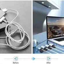 50 piezas de organizadores de cables de silicona para escritorio, clips de cable de carga USB, soportes de cables para escritorio, adecuados para el hogar, la oficina y el automóvil, un regalo ideal para el Día de la Madre - Negro - Ver 2