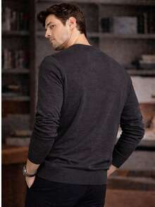 Men's Textured Knit Sweater In 5 Colors – Comfortable, Stylish, And Ideal For Autumn/Winter - Dark Grey - View 2