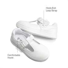 Girls Mary Jane School Uniform Shoes T-Strap Flat Sneakers Comfortable Lightweight Breathable Non-Slip For Toddler Little Kid - 白色 - 查看 9