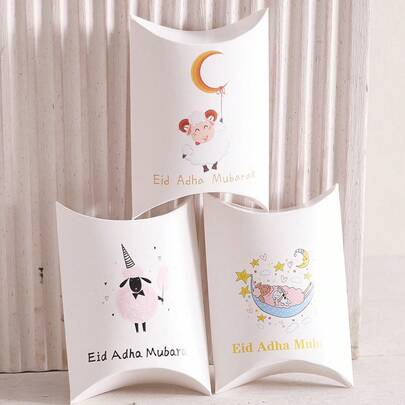 Hộp giấy đựng kẹo hình chú cừu hoạt hình dễ thương (6 chiếc/12 chiếc) dùng cho lễ Eid Al-Adha.