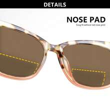 1pc Cat Eye Tinted Bifocal Reading Glasses, Color Combination, Bifocal Lens For Near And Far Vision, Fashion Comfortable Women Reading Glasses With Spring Hinges - 藍豹 - 查看 10