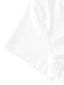 New Women's Pleated Waist-Cinching Round-Neck Short-Sleeve T-Shirt With Los Angeles California Letter Print Design, Stylish And Unique,  Pleated Slim-Fit Top - 白色 - 查看 4