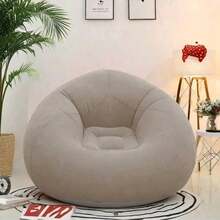 1pc Inflatable Sofa, Inflatable Slouchy Sofa, PVC Single-Person Sphere Sofa, Foldable Outdoor Leisure Sofa Chair (Gray Or Black Bottom, Random Delivery) - Khaki - View 9