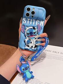 Disney Has Authorized, Phone Case - Chain Set, The Stitch Lilo & Stitch 3D Phone Case Plus A Silicone 3D Stitch Bracelet With Metallic Ring Removable Bracelet, Stitch And Angel Pattern, Compatible With Iphone 17/16/15/14/13/12/11/XS/XR/X Plus Pro Max, A Stylish Cartoon Phone Case, The Perfect Gift Choice, Phone Protection, Durable Phone Cover, Great Gift For Friends And Family - 白色款式A - 查看 6