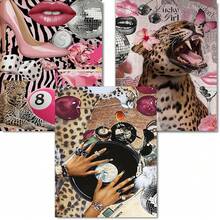 1 Set 5D Diamond Painting Kit, Leopard Print Diamond Art Craft Set, Suitable For Adults And DIY, Great For Gifts And Home Wall Decor - one-size - View 1