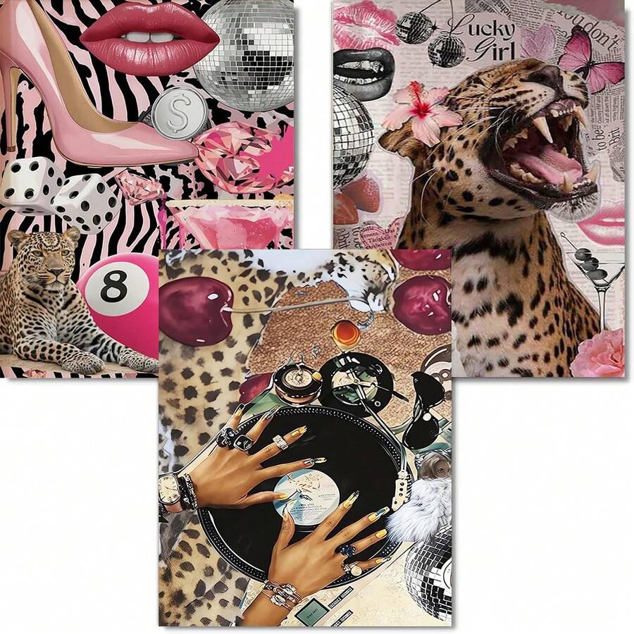 1 Set 5D Diamond Painting Kit, Leopard Print Diamond Art Craft Set, Suitable For Adults And DIY, Great For Gifts And Home Wall Decor - one-size - View 1