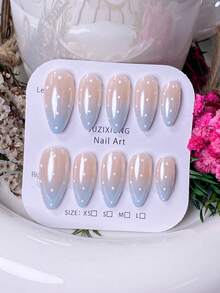 10pcs Handmade Wearable Nails, Short Almond-Shaped Fake Nails, Nude/Beige Base, 3D Floral Carving, Gold Trim Delicate Design, Soft Atmosphere, Versatile, Comes With Manicure Tools, Quick Application & Removal, Suitable For Women's Daily Wear - Yellow - View 4