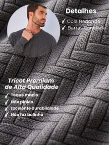 Men's Textured Long-Sleeve Knit Sweater | Stylish, Comfortable, And Versatile Winter Sweater - Dark Grey - View 5