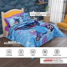 PROVIDENCIA Disney Stitch Surf Double Quilt - Baby Blue - View 3