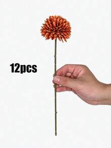 1/2/5/12个装人造菊花球、绣球花，适用于婚礼装饰、家居花瓶填充、餐厅、客厅、卧室装饰、新娘捧花、腕花、胸花、生日派对、新年、情人节、秋季装饰、返校季房间装饰、学习用品 - 亮橙色 - 查看 7