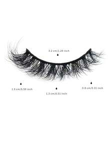 1 Pair 3D Fluffy Faux Mink Eyelashes, Dense Long Natural Curly Reusable Soft Eyelash Strips, Suitable For Dramatic Eye Makeup - Black - View 2