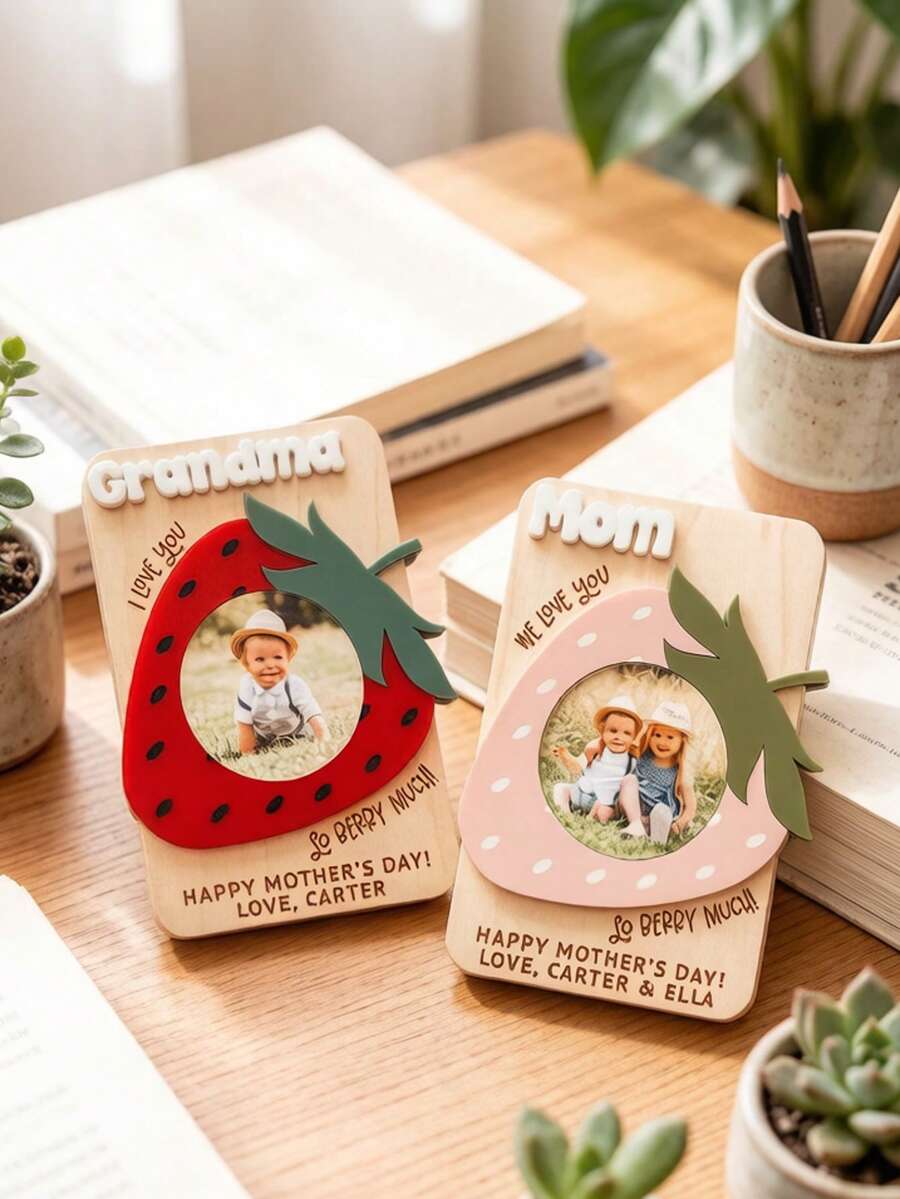 定制照片冰箱贴,草莓冰箱贴,妈妈照片冰箱贴,奶奶照片冰箱贴,母亲节礼物,送给妈妈的礼物,个性化照片定制!DIY冰箱贴、贴纸和相纸——理想的婚礼和情人节礼物,用温暖的祝福装饰您的家,照片定制,创造独特的浪漫时刻!DIY冰箱贴/贴纸/相纸,为秋季带来清新诗意的风格,永恒的爱 - A-草莓照片冰箱貼 - 查看 1