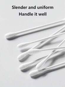 50pcs/Pack Portable Single-Tip Cotton Swabs, Double-Ended Design With Pointed & Round Tips, Makeup Remover Swabs, Unisex - White - View 4