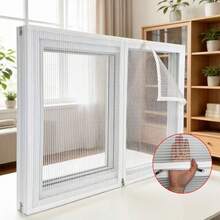 1 pieza Mosquitera de fibra de vidrio blanca, pantalla de ventana antiarañazos de gato invisible sin taladro y autoadhesiva, con para uso doméstico - Blanco - Ver 6