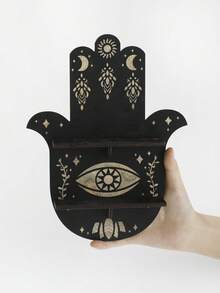 1 chiếc kệ treo tường trưng bày pha lê hình mắt trăng, phong cách Boho Gothic, giá đựng đồ trang trí, kệ thờ cúng huyền bí, kệ nhiều tầng nổi hình vòm, khắc họa tiết thiên thể, giá trưng bày tiết kiệm không gian cho pha lê, nến, trang sức, bài tarot, đồ trang trí tâm linh cho phòng ngủ, phòng khách, góc thiền định. - Bàn tay Fatima 1 - Xem 11